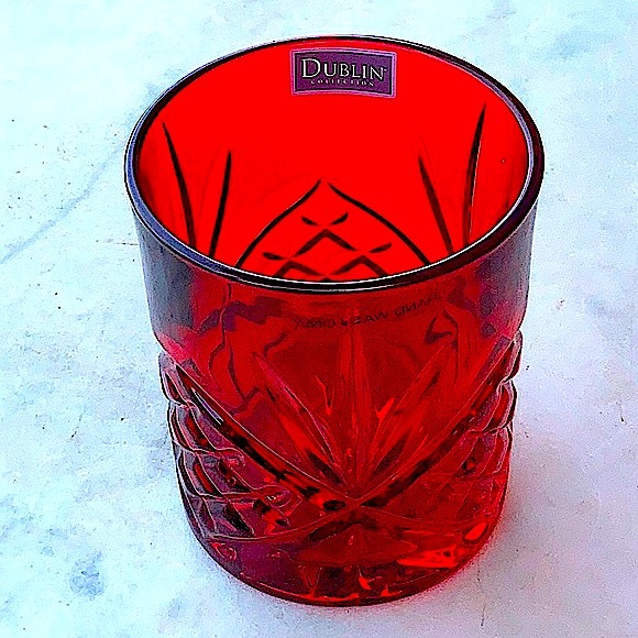 GODINGER DUBLIN COLLECTION DOUBLE OLD FASHIONED RED CRYSTAL GLASSES SET OF 4 NEW - Picture 5 of 9